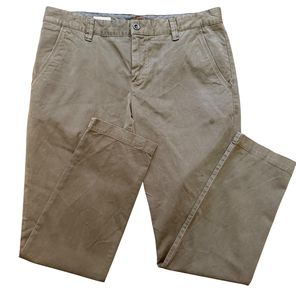 ALBERTO LOU Pima Cotton Regular Fit Chinos Khaki Men's Size W34 L30